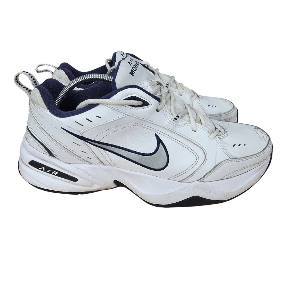 Nike Air Monarch IV Sneakers Mens 13 White Navy Metallic Trainers 415445-102